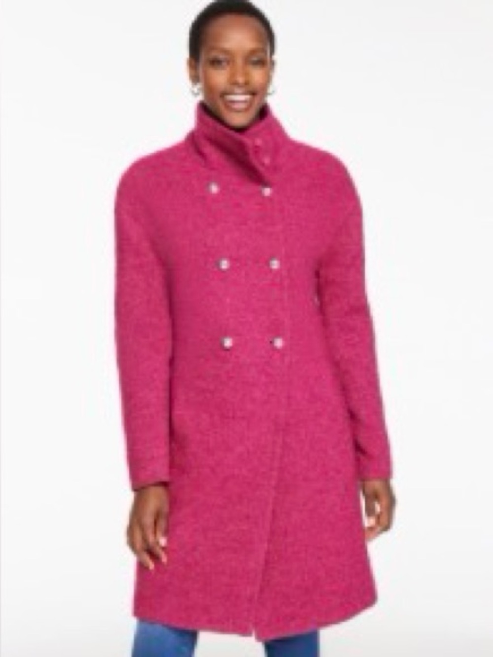 Talbots Bright Fuchsia Double-Breasted Pea Coat